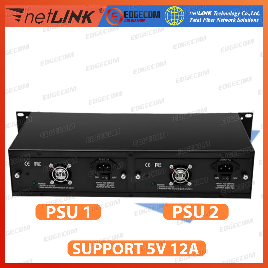 RACK MOUNTING HTB 14 SLOT MEDIA CONVERTER + DOUBLE POWER PSU 5V 12A RACKMOUNT SERVER HTB