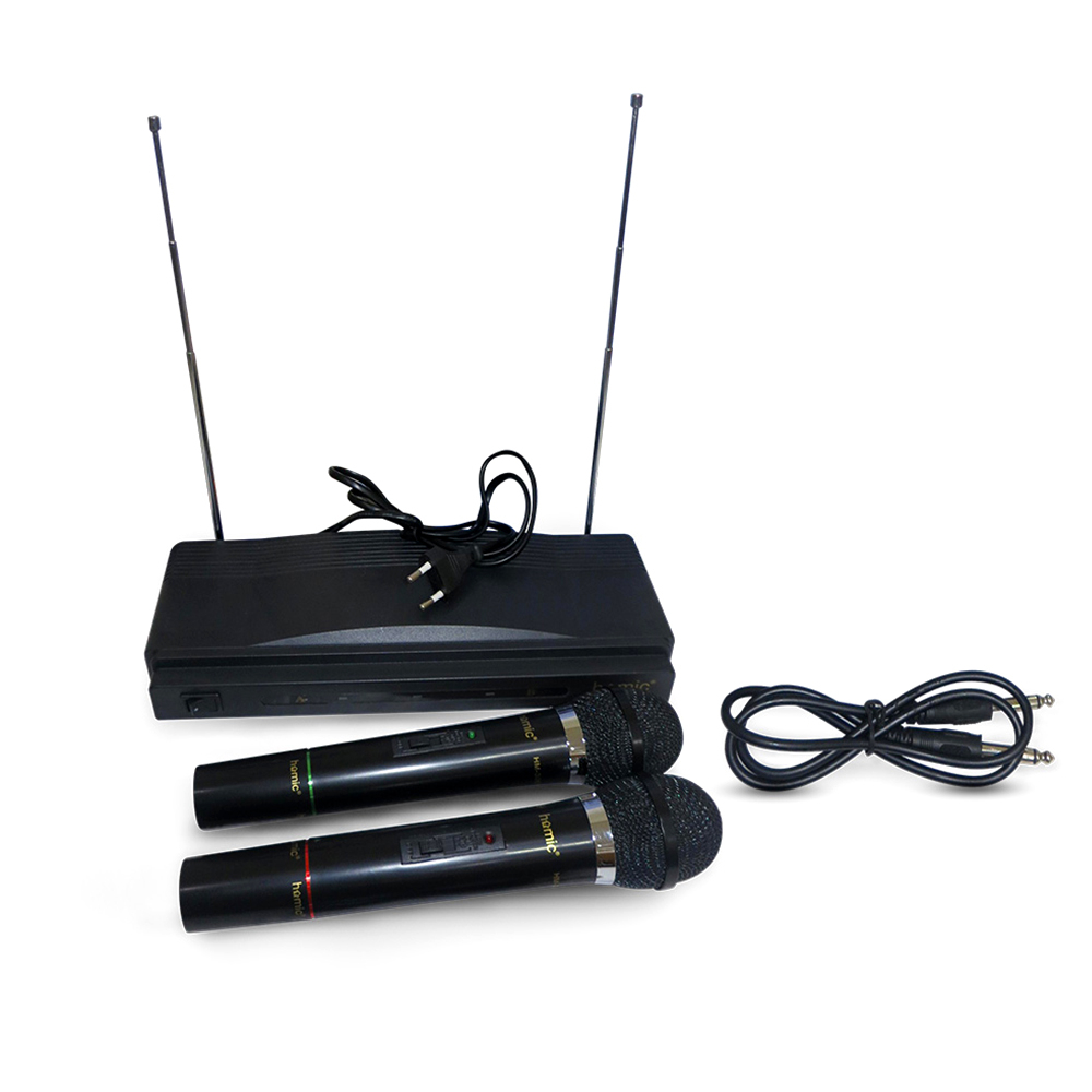 Mic Wireless / Homic Wireless Series HM 306 Perlengkapan Audio Mic wireless 2IN1 BISA KABEL DAN WERLES