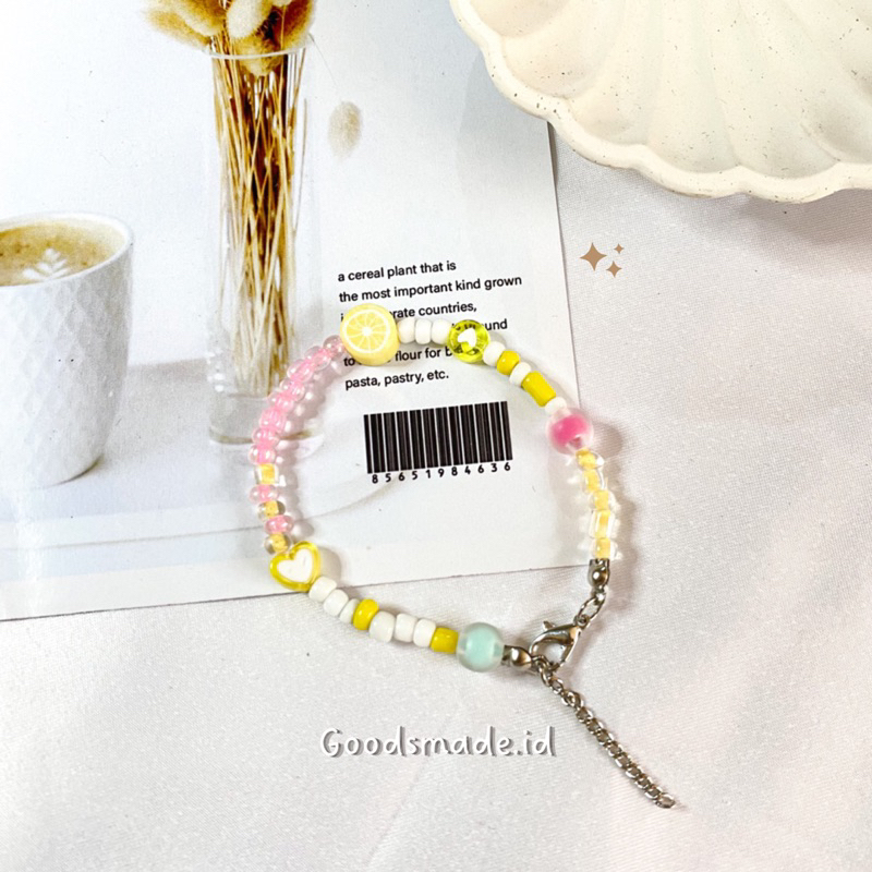 Beads Bracelet Korea Yellow Pink Lemon Cute