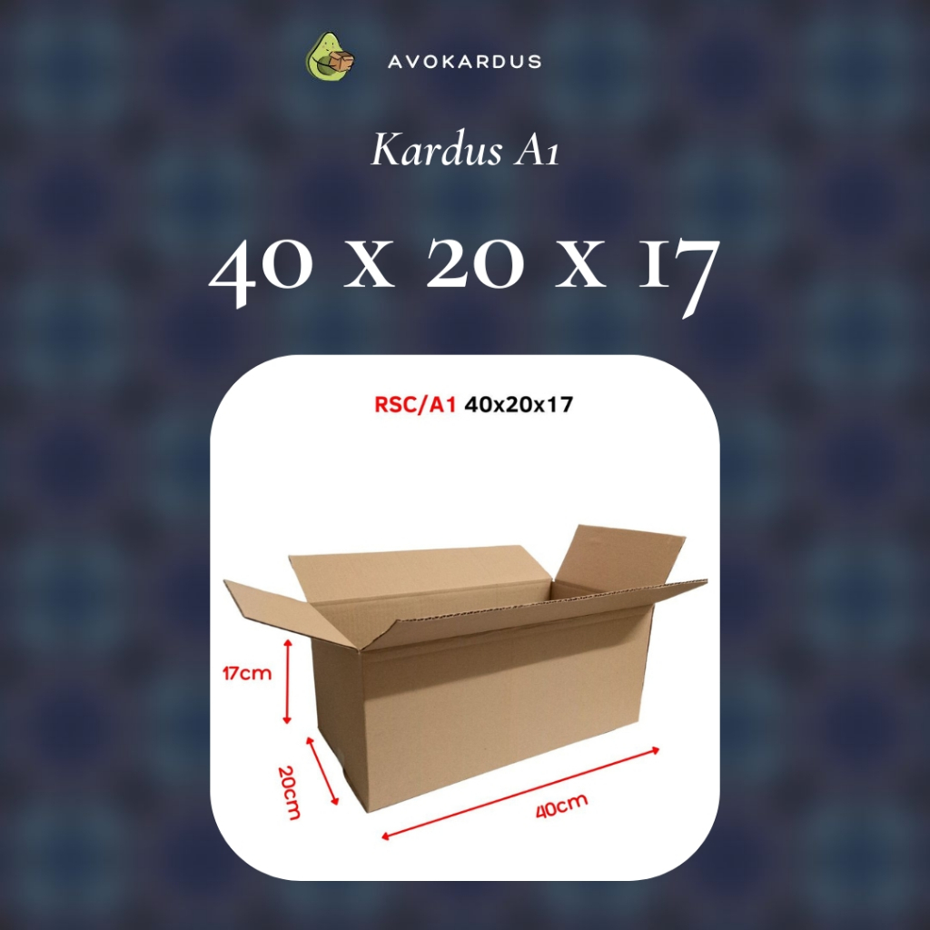 

Kardus / Box / Karton / Packing / Packaging / Kotak / Dus RSC / A1 – 40 x 20 x 17 B-Flute