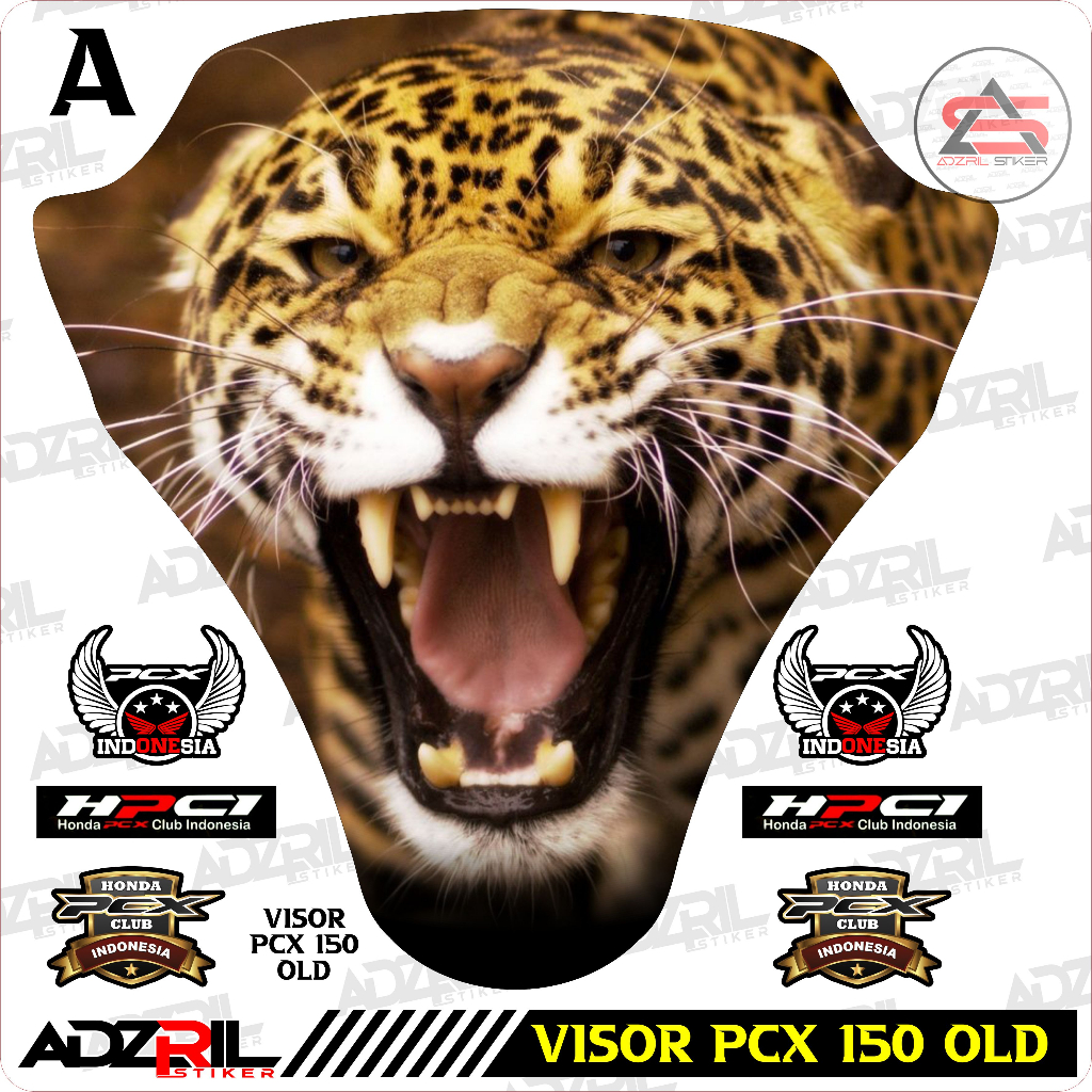 Stiker visor  Winshield honda pcx 150 old macan tutul  / stiker  Winshield   maung keren /  stiker v