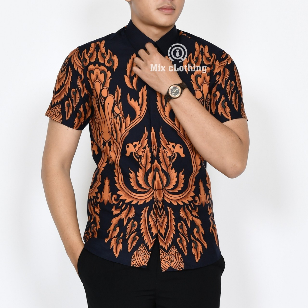 Baju Batik Pria Slimfit Kemeja Lengan Pendek Hem Slim Fit LBS 2109