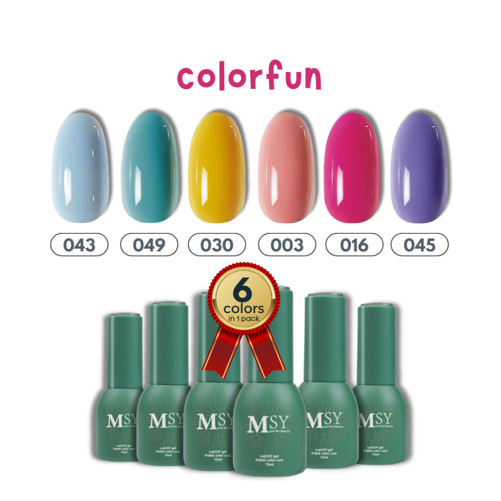 MSY Paket Kutek Gel UV LED 15ml/Nail Gel Set Polish 6 Warna/Clasic Neutral Colorfun Red Rose Jelly/Glitter Gel Nail Polish Kit Popular