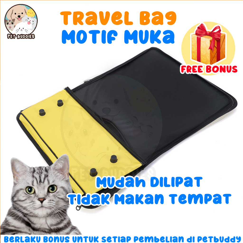 Travel Bag Motif Muka Tas Slempang Kucing, Anjing, Kelinci Carrier