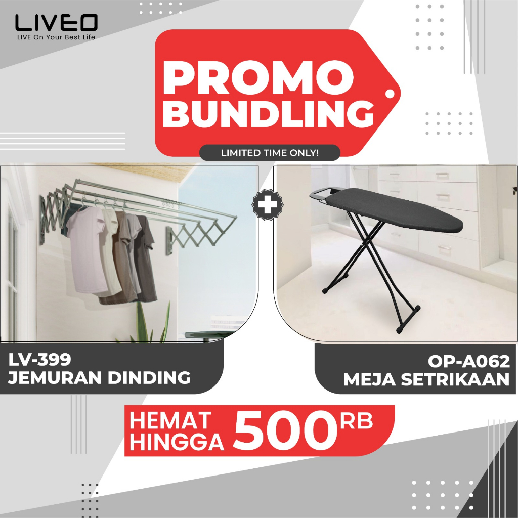 BUNDLING Jemuran Dinding LV399 + Meja Setrika OP-A062B