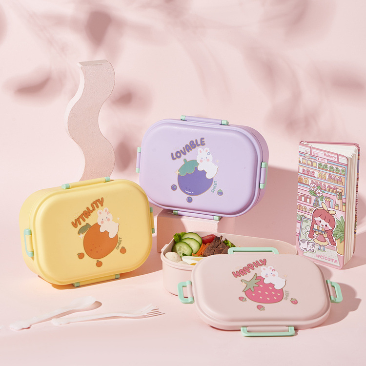 DEOS-NEW!! LUNHCBOX KOTAK MAKAN ANAK SENDOK SET RINGAN MOTIF FRUIT 6709 1200ML