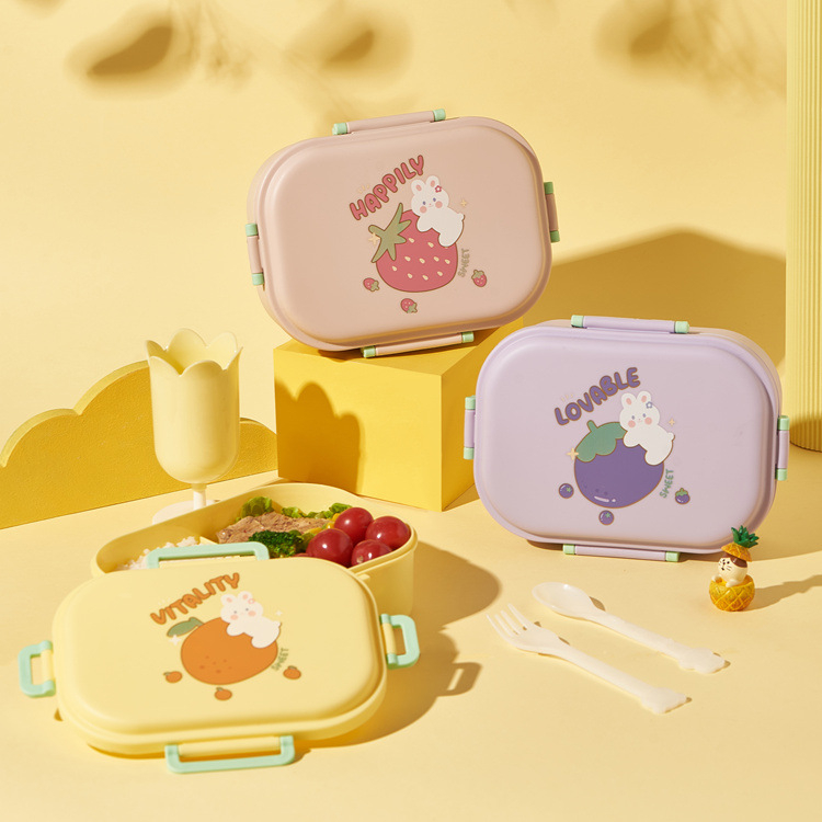 DEOS-NEW!! LUNHCBOX KOTAK MAKAN ANAK SENDOK SET RINGAN MOTIF FRUIT 6709 1200ML