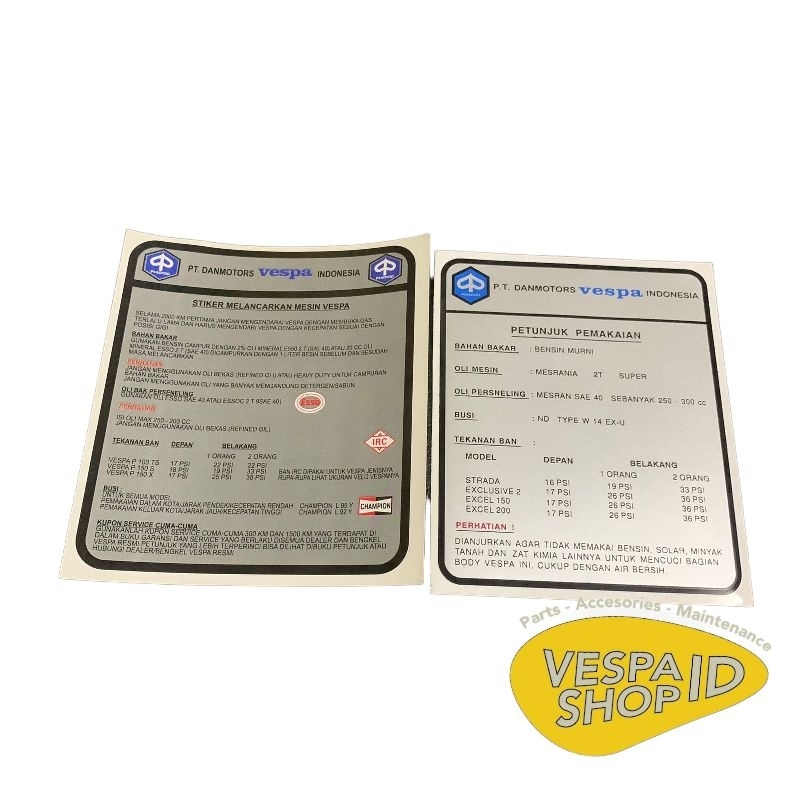 Stiker Running In Vespa Excel/Exclusive/PX/Spartan/Strada/Sera