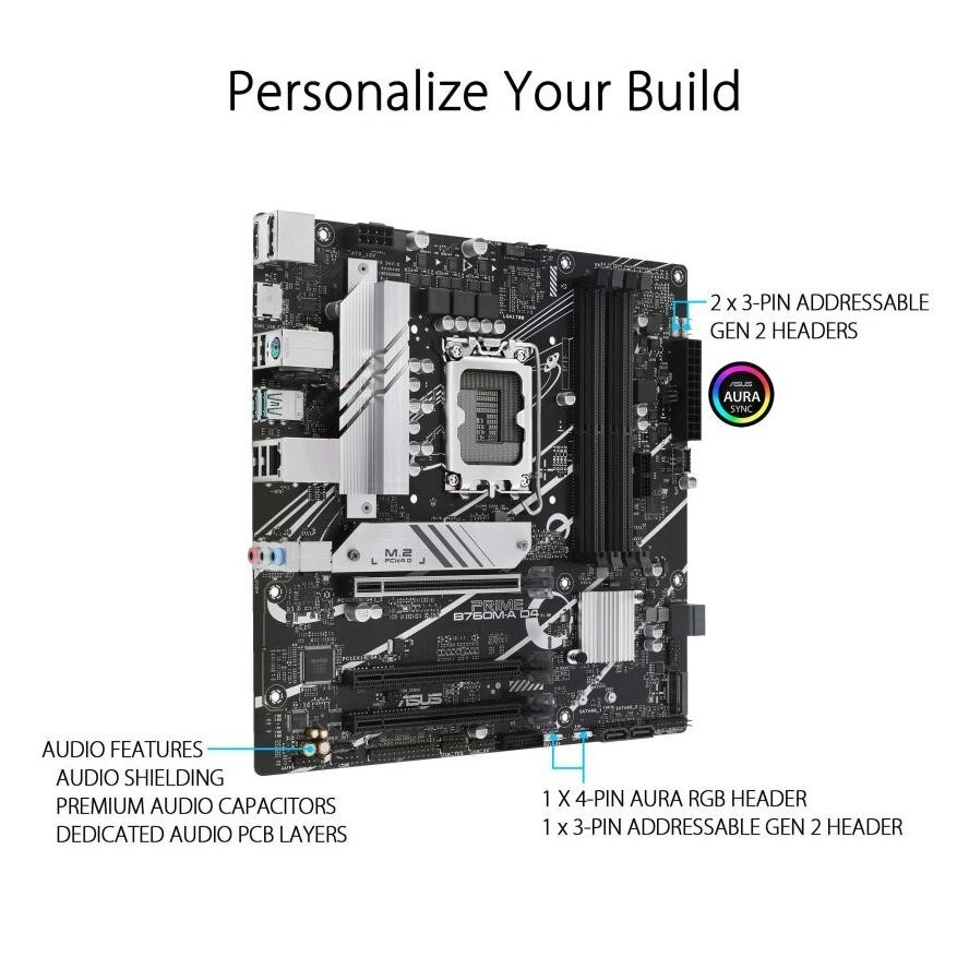 Motherboard ASUS PRIME B760M-A D4 (LGA1700, B760, DDR4, USB3.2, SATA3)