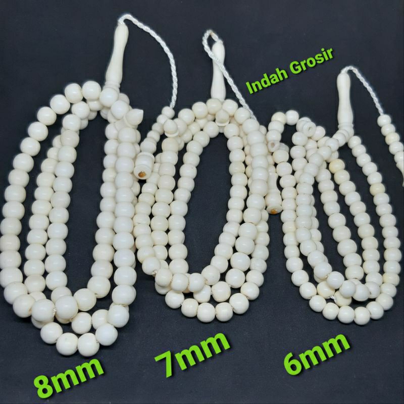 Tasbih putih tulang 8mm 99butir 100% original