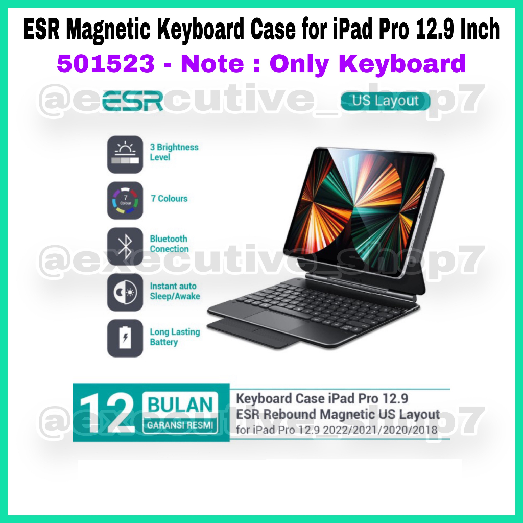ESR Magnetic Keyboard Case for iPad Pro 12.9 Inch - 501523 - Note Only Keyboard