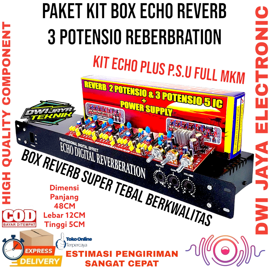 Paket kit Box + Kit ECHO Reverb 3 Potensio Reverbration