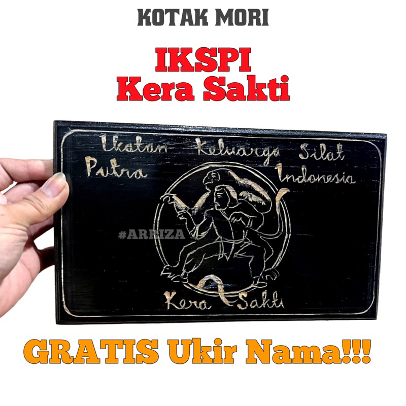 (BISA COD) KOTAK SABUK IKAT PINGGANG KERA SAKTI IKSPI Motif Ukir Logo Kera Sakti DARI KAYU JATI (FREE UKIR NAMA) TEMPAT PENYIMPANAN SABUK PENCAK SILAT