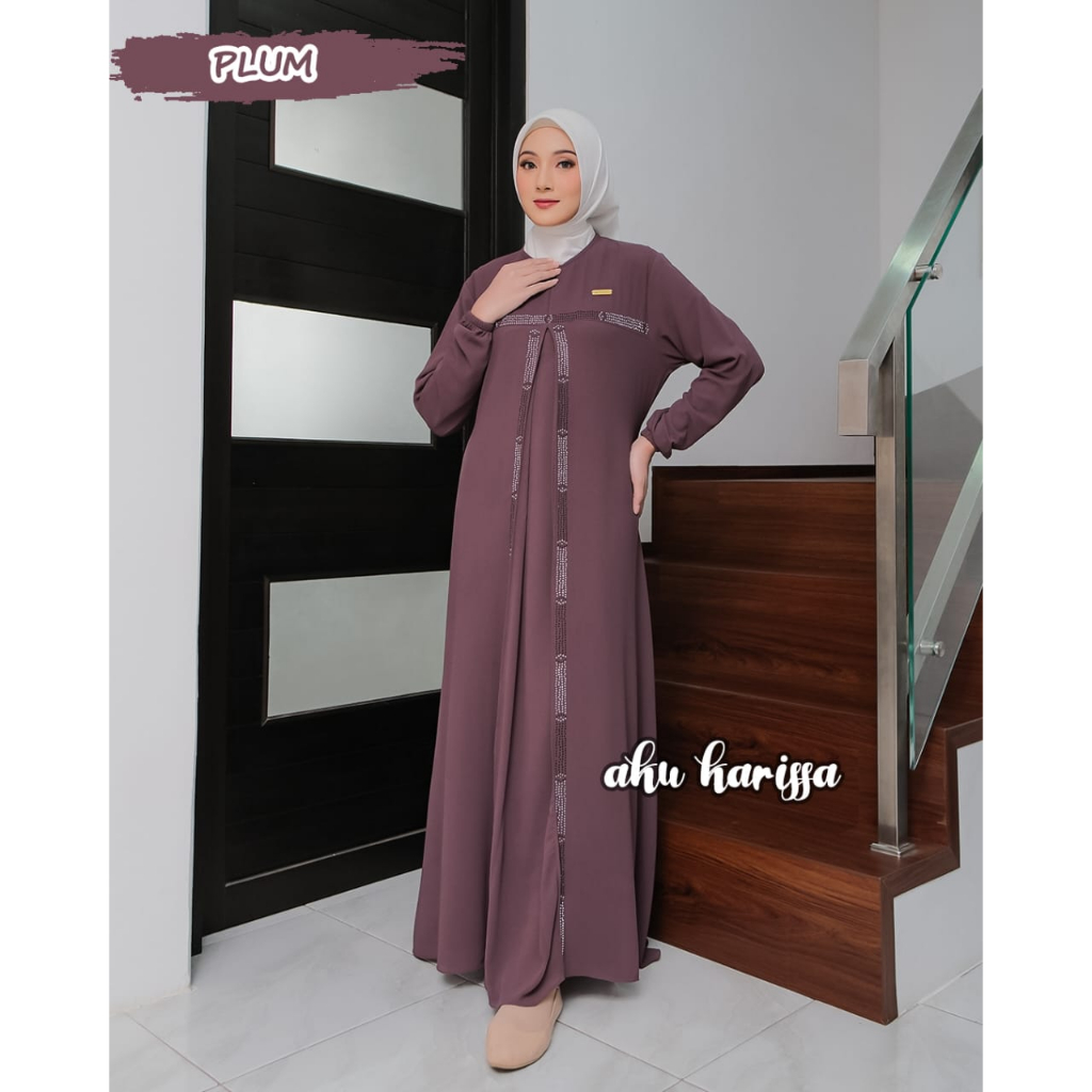 Dress NOVALIANA ASTIANI ARUNI AKU KARISSA terbaru ceruty babydoll gamis wanita muslimah putih hitam haji terbaru polos branded