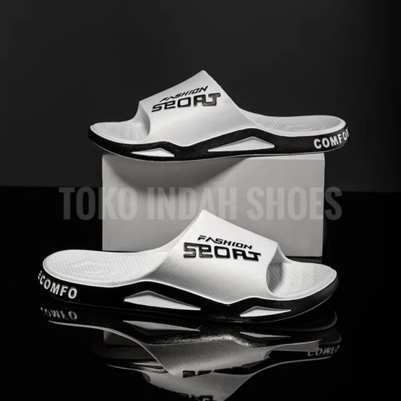 Sandal Pria Terbaru Sandal selop laki laki Import Sendal Cowok Anti slip Viral Sandal Karet Pria Nyaman Kekinian Sandal Cowok Lentur Empuk Sandal slip-on Trendy