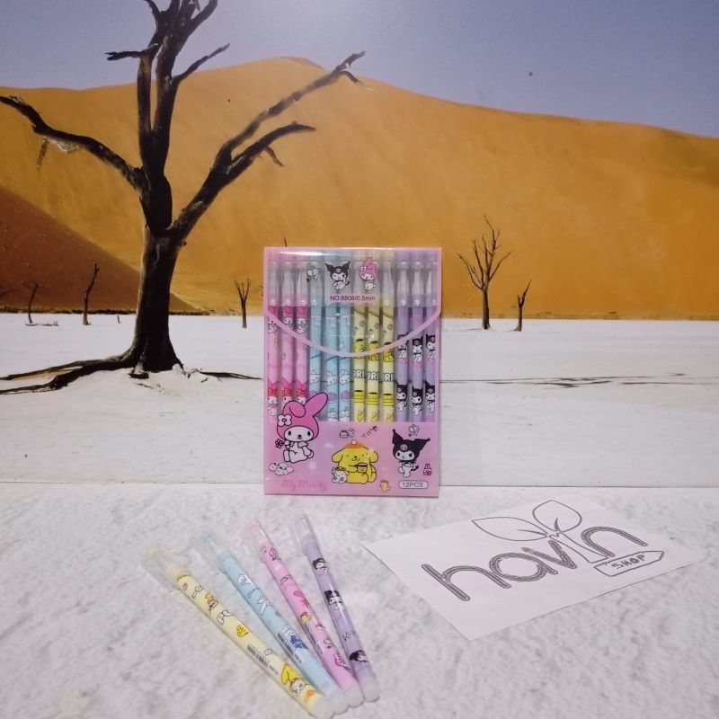 

(12pc) PEN GEL MIKA TRANSPARANT PENA BALLPEN