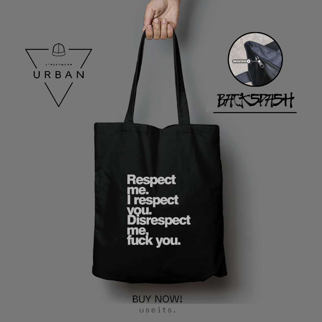 Totebag Tas Aesthetic Kata Kata Custom Pria Wanita - Totebag Lucu Hitam THD