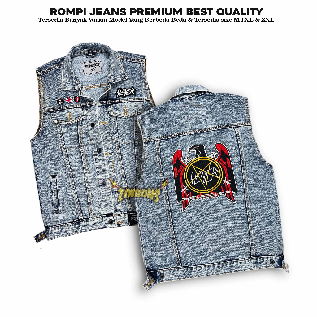 ROMPI JEANS SLAYER ROMPI DENIM ROMPI MUSIK JAKET JEANS ROMPI BEST QUALITY