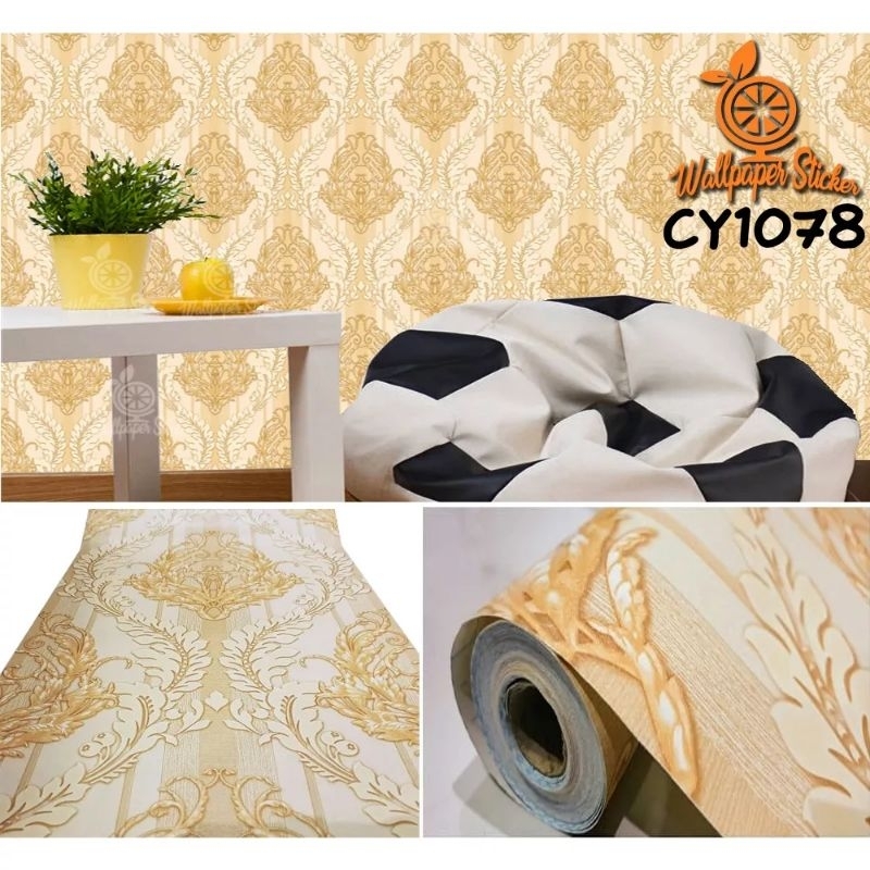 Wallpaper Dinding CREAM BATIK PREMIUM Bertekstur Mewah Elegan Premium Kekinian Ruang Tamu
