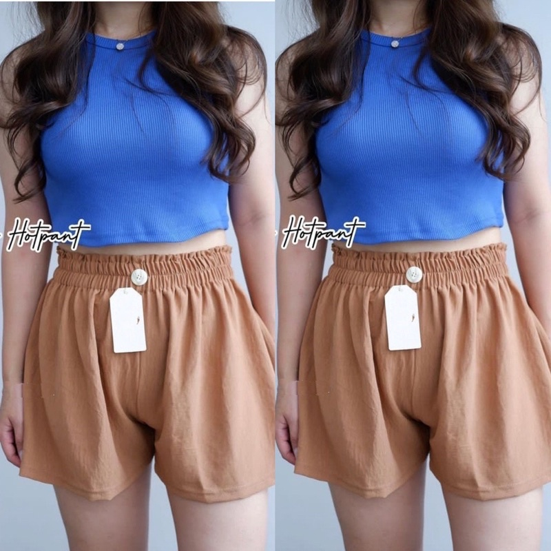 Hot Pants Crinkle Kancing Celana Pendek Wanita Jumbo celana santai casual