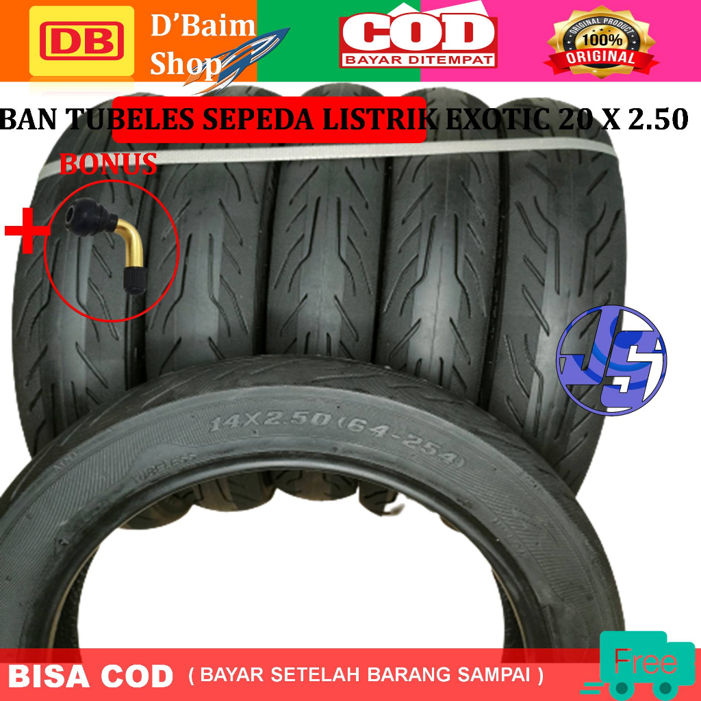 Ban Luar Tubeless Sepeda Listrik Ukuran 14 x 2.5