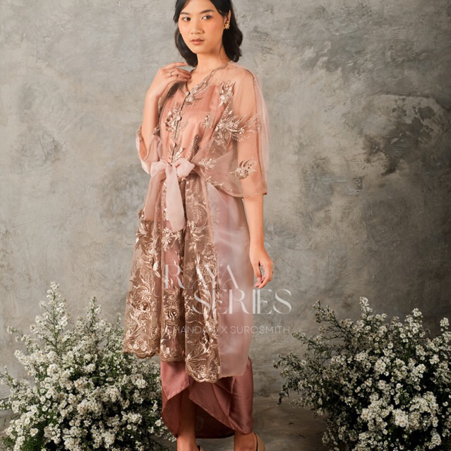 chandani.id • KENINGAR Outer Mocca | Kebaya Organza Mocca | Organza Outer Tulle 3D Premium | Kimono Mocca | Lebaran Kondangan Wisuda Lamaran Bridesmaid. outer kondangan. kebaya wisuda. outer brokat. by chandani