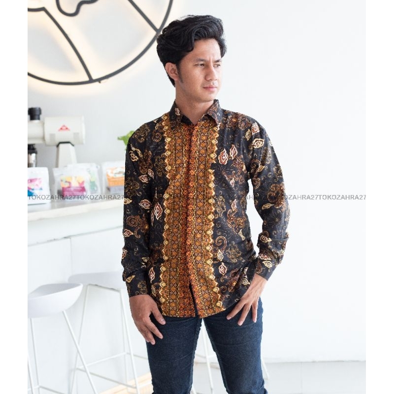 Kemeja Pria Panjang Hem Batik  slim vit 1 Kemeja Formal Kemeja Kerja