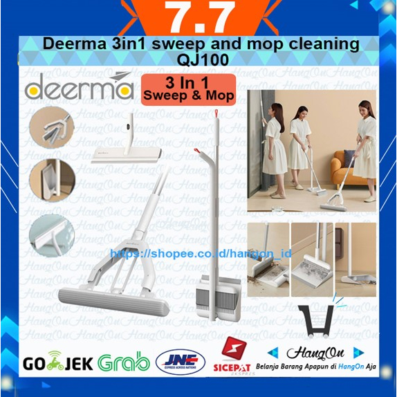 Deerma QJ100 3-in-1 Sweep and Mop Cleanze Cleaning Kit Sapu Pel Wiper Alat Pel Menyapu Perawatan Rumah Lantai Serbaguna Praktis