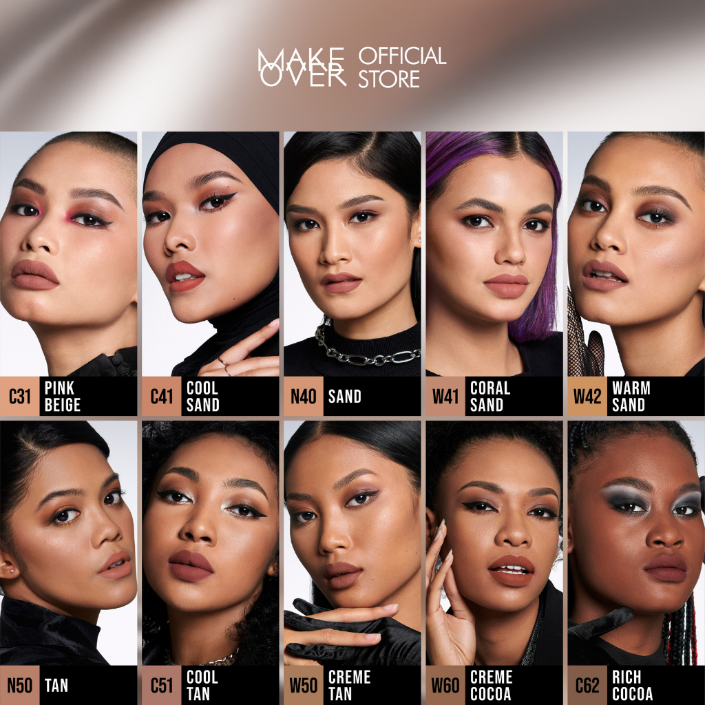 MAKE OVER POWERSTAY 24H Weightless Liquid Foundation - High coverage flawless ringan poreless oil control makeup tahan lama 24 jam BEST SELLER