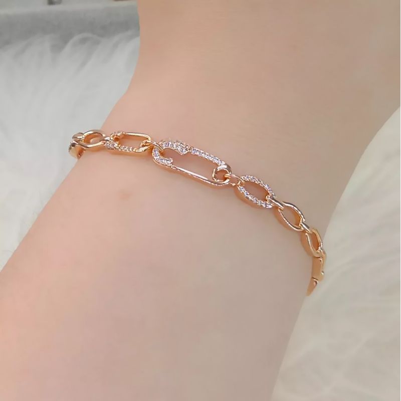 La Vienne - Aksesoris Perhiasan Gelang Rantai Titanium Wanita Anti Karat - Clover