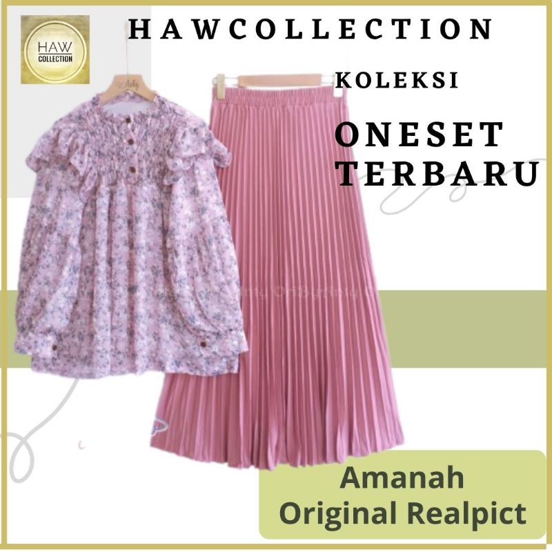 Setelan Blouse Ceruty Babydoll Wanita Full Furing Bloomy Set Original By Anty's Oneset Atasan dan Ro