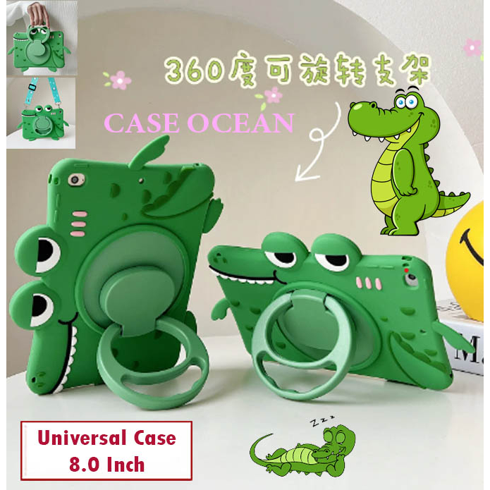 Olike Edu Tab EduTab E1 8 Soft Case SoftCase Cover Anak Kids Buaya Crocodile Cartoon Rotating Rotate
