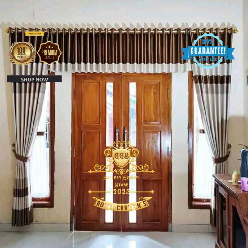 Gorden Satu Set Lengkap Hordeng Pintu Dan Jendela Tengah Ruang Tamu Terbaru Gorden Pintu Kamar