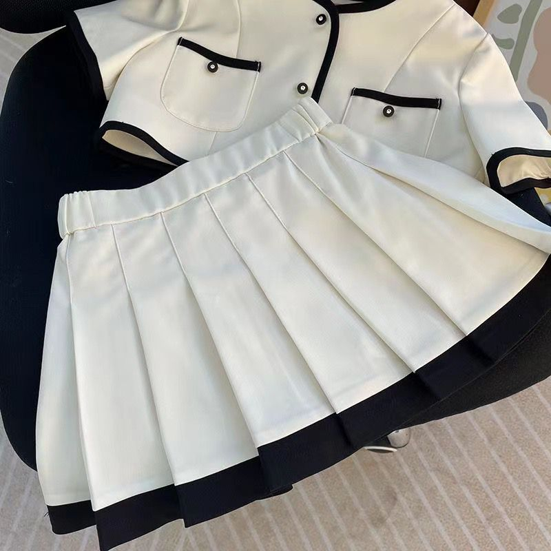 Setelan Rok Anak Perempuan Motif Black And White