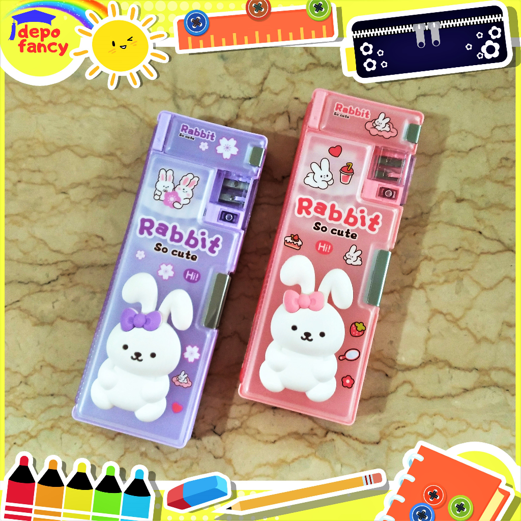 

Kotak Pensil Magnet 2 Sisi + Rautan Pensil 35281-G Rabbit Timbul / Tempat Pensil / Pencil Case / Boks Pensil / Box Pen / Tepak Pensil