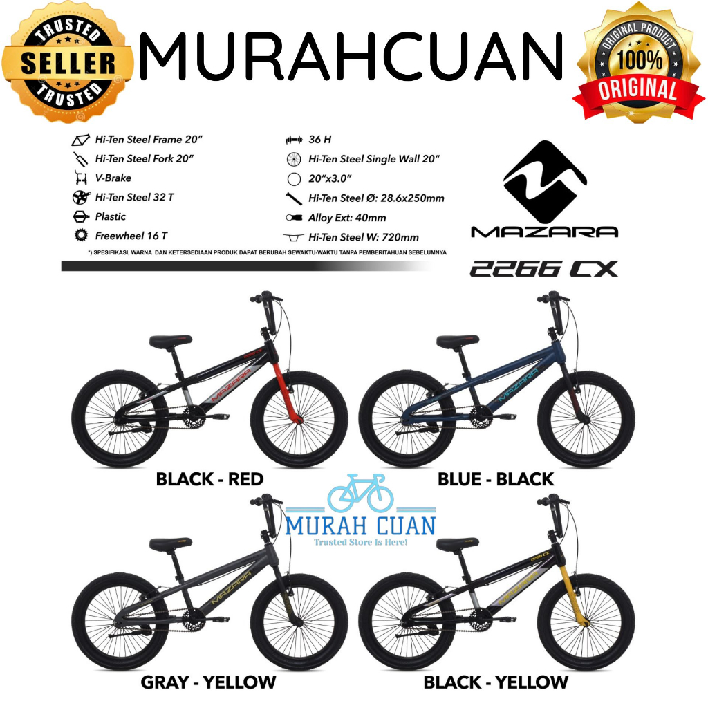 Sepeda Anak Laki Ukuran 20 Inch BMX MAZARA 2266 CX X ATLANTIS 650 610 RAPID Ban Jumbo Sepeda Anak Da