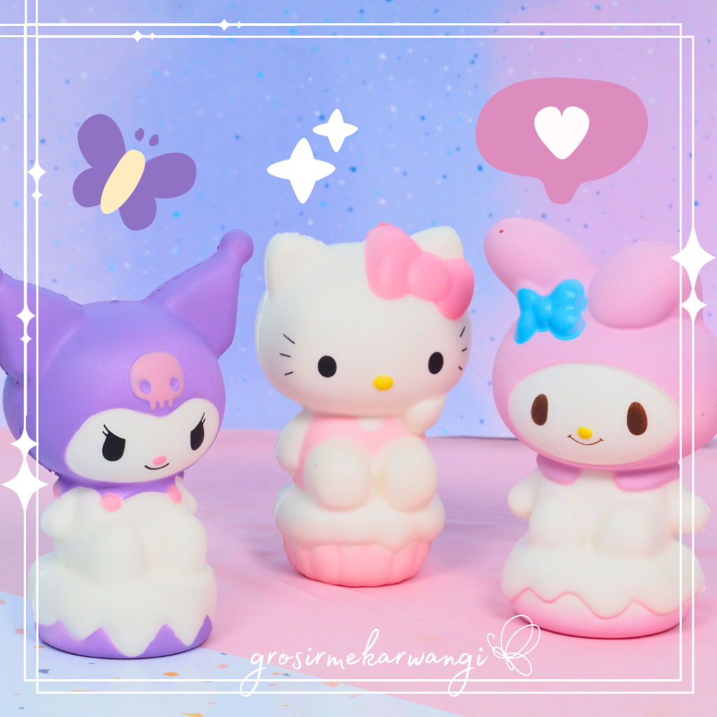 Mainan Squishy Sanrio Cake Karakter Pompurin Cinnamoroll Kuromi Melody Hello Kitty Slow Rise Skuisi Lucu Mainan Anti Stres Import Kualitas Bagus