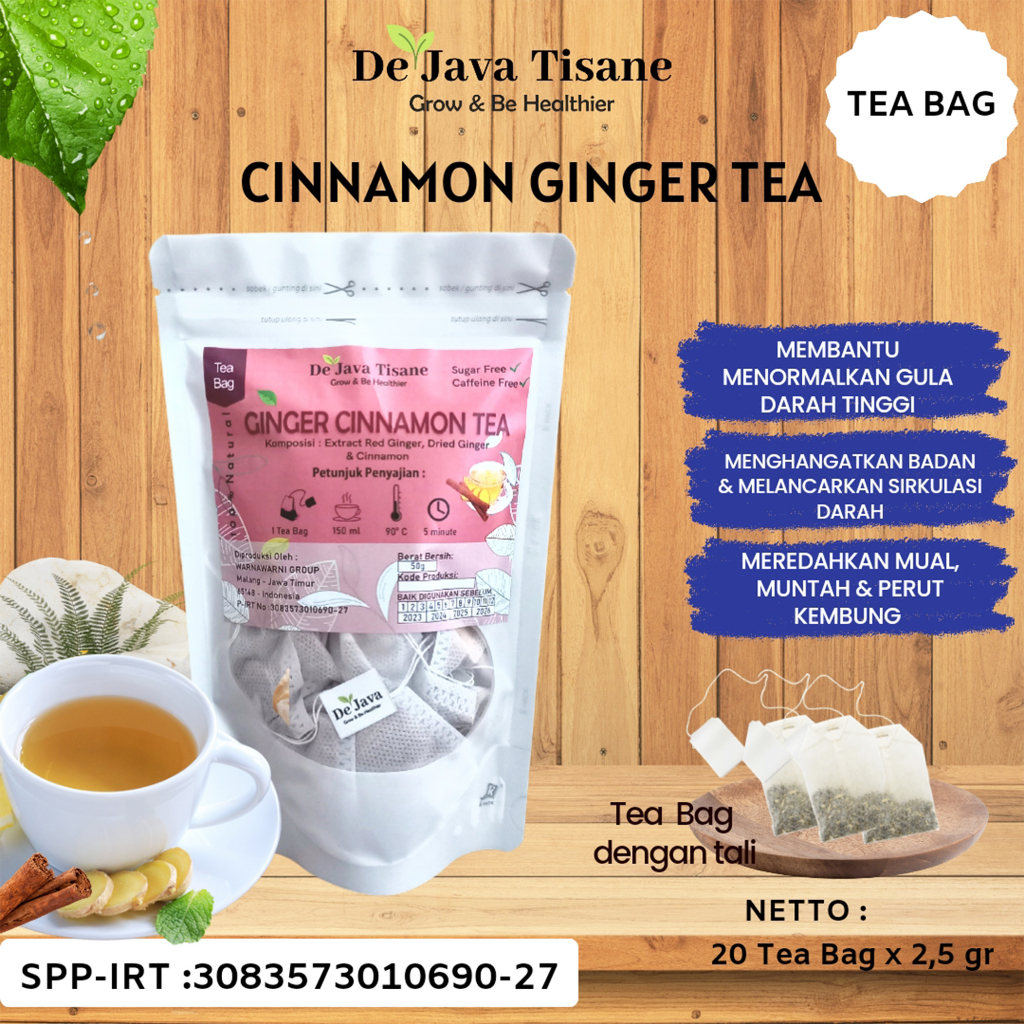 

Teh Jahe Kayu Manis Celup Cinnamon Ginger Tea Extract Ginger Organik Bebas gula Bebas Kafein