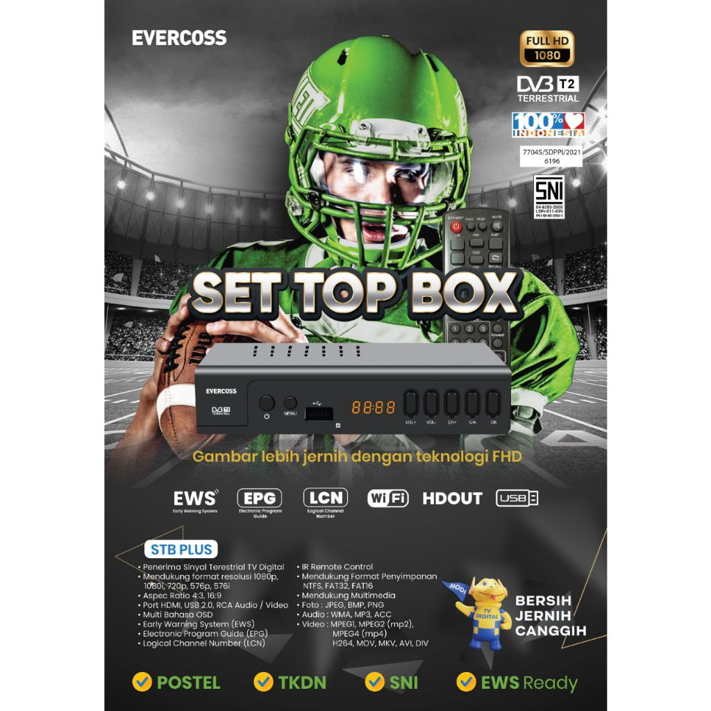 Evercoss Set Top Box STB PLUS Garansi Resmi