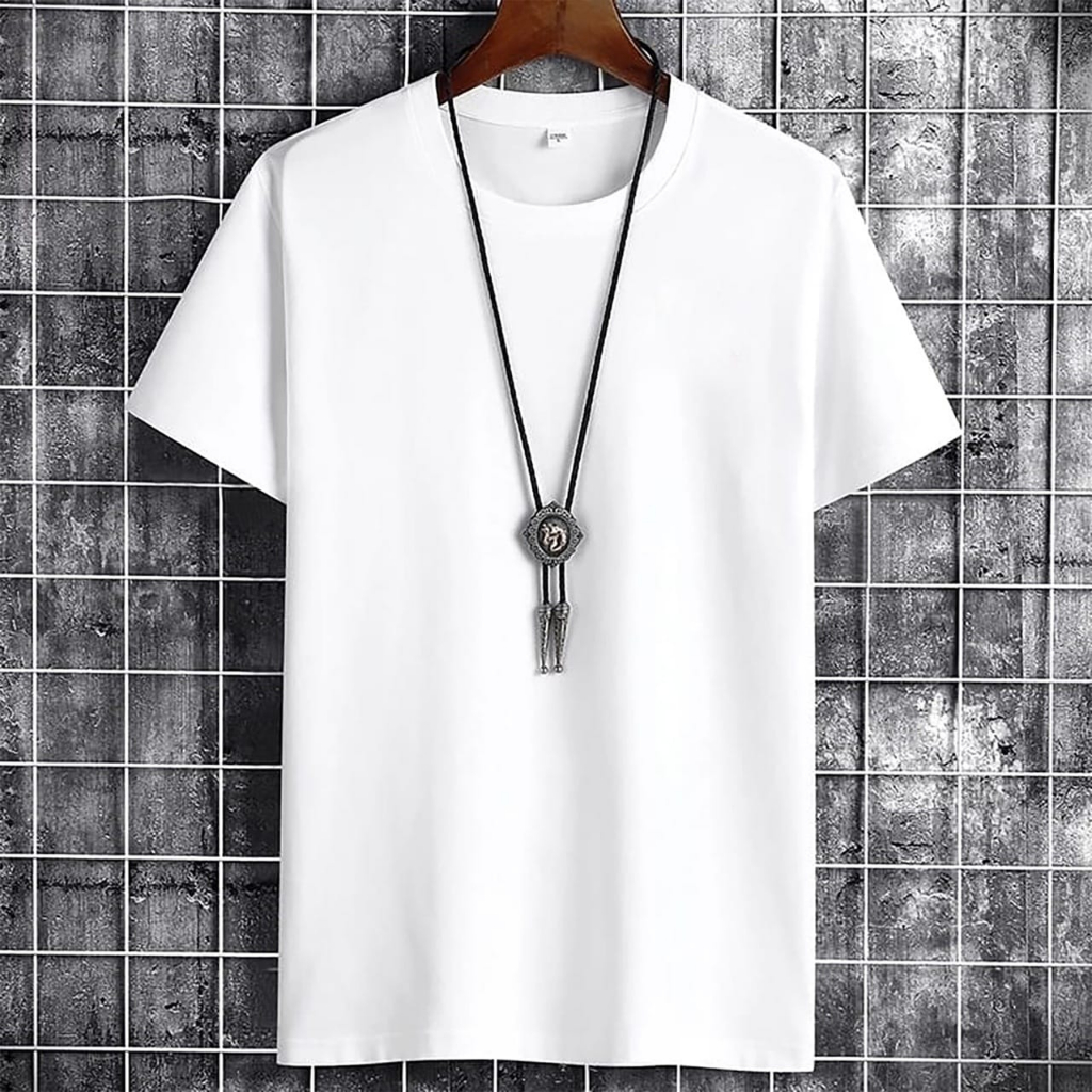 Baju Kaos Kasual Santai Polos Babyterry Lengan Pendek Pria