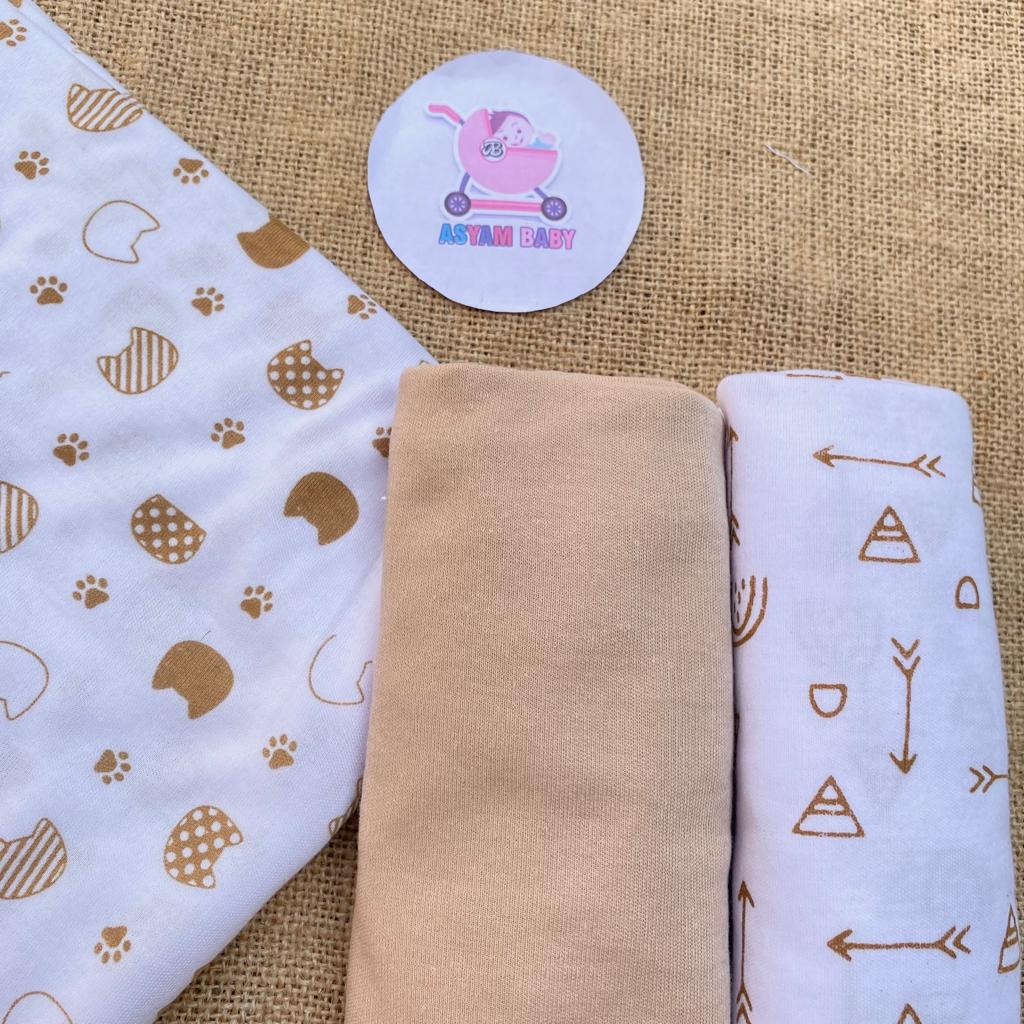 3 PCS PERNEL BAYI BEDONG BAYI KAOS SERIES COKLAT SABLON ASYAM BABY