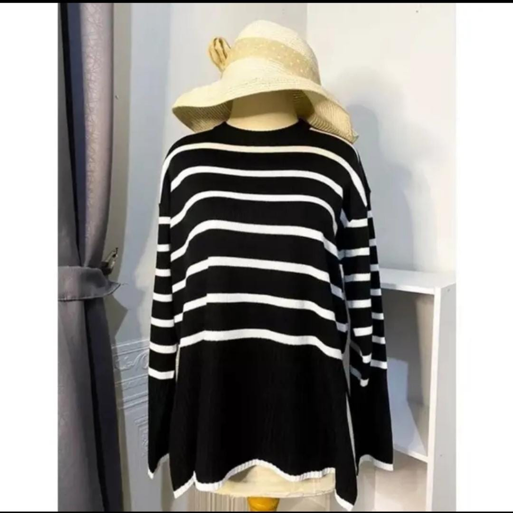 HARU KNIT / ATASAN WANITA TERBARU - MOTIP GARIS