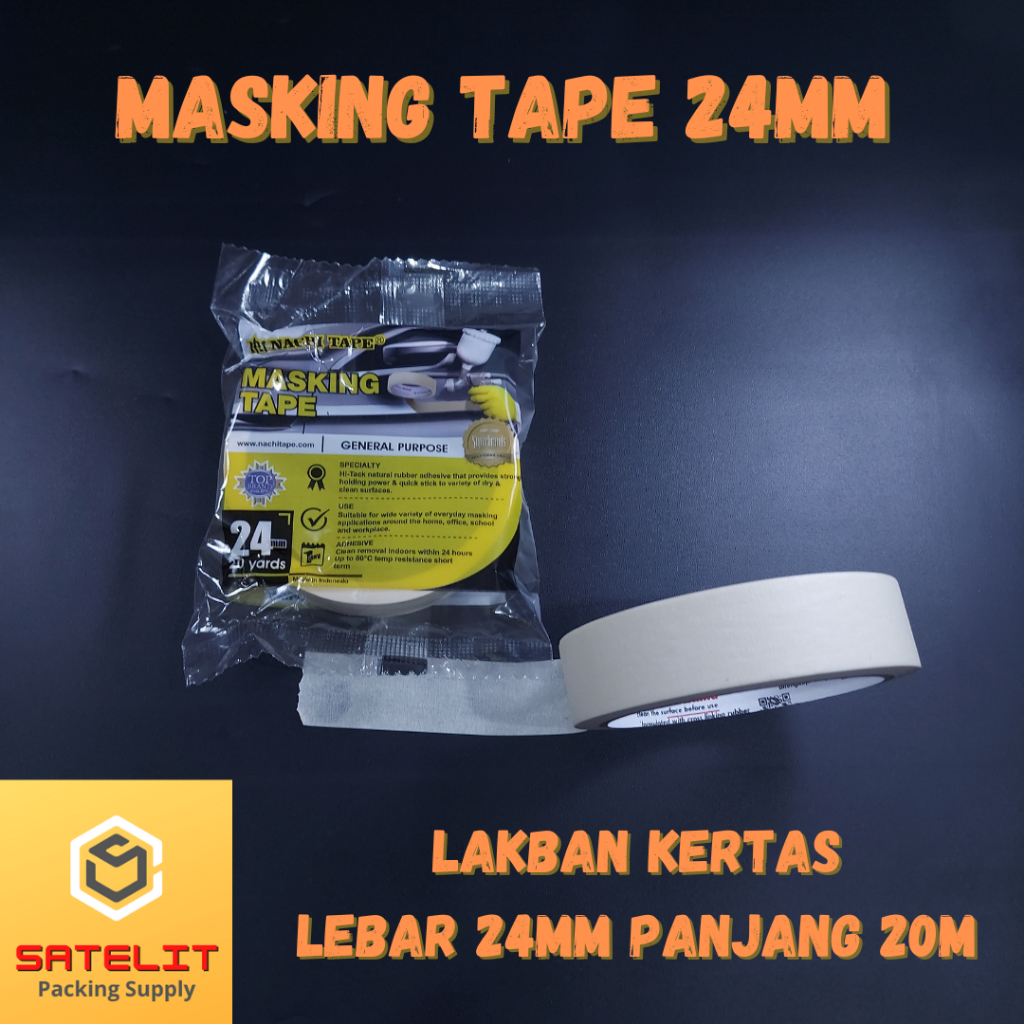 

Masking Tape Nachi 24 mm x 20 M - Lakban Kertas Kemasan Single