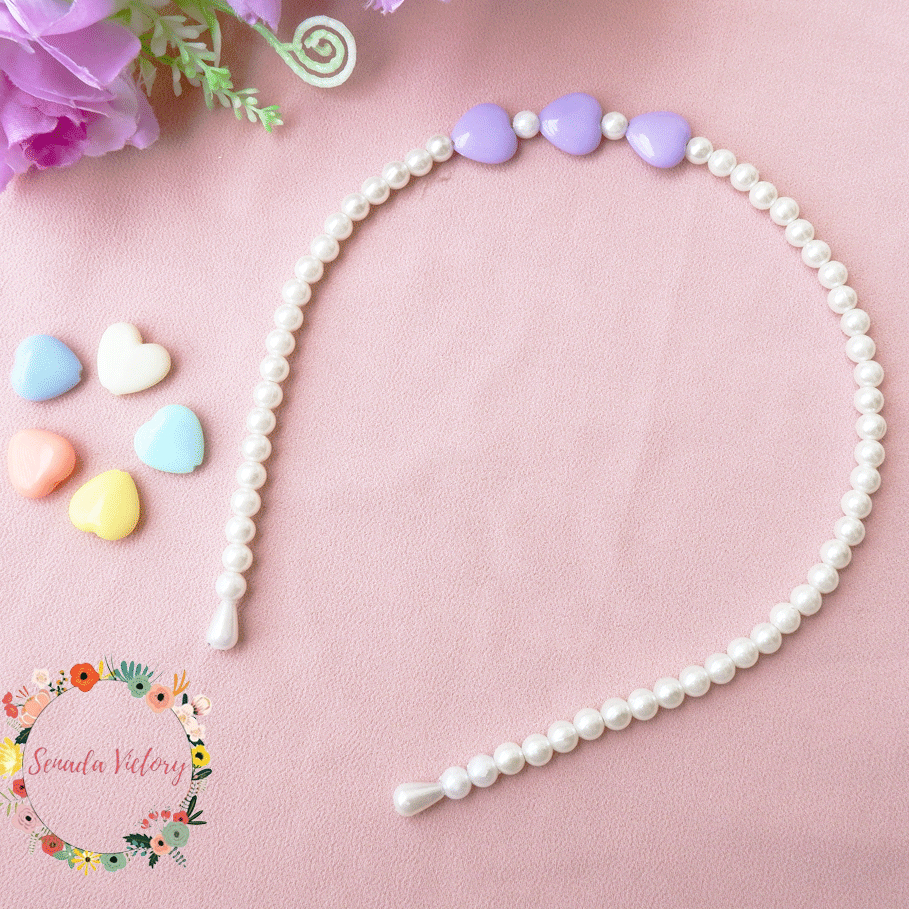 Senada Victory Bando Mutiara Cantik Tiga Love Bando Anak Aksesoris Wanita SVB033