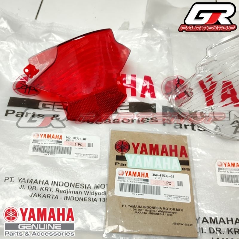 mika stoplamp mio soul 14D set 3 bagian mika bening + merah + stiker yamaha ori ygp original yamaha