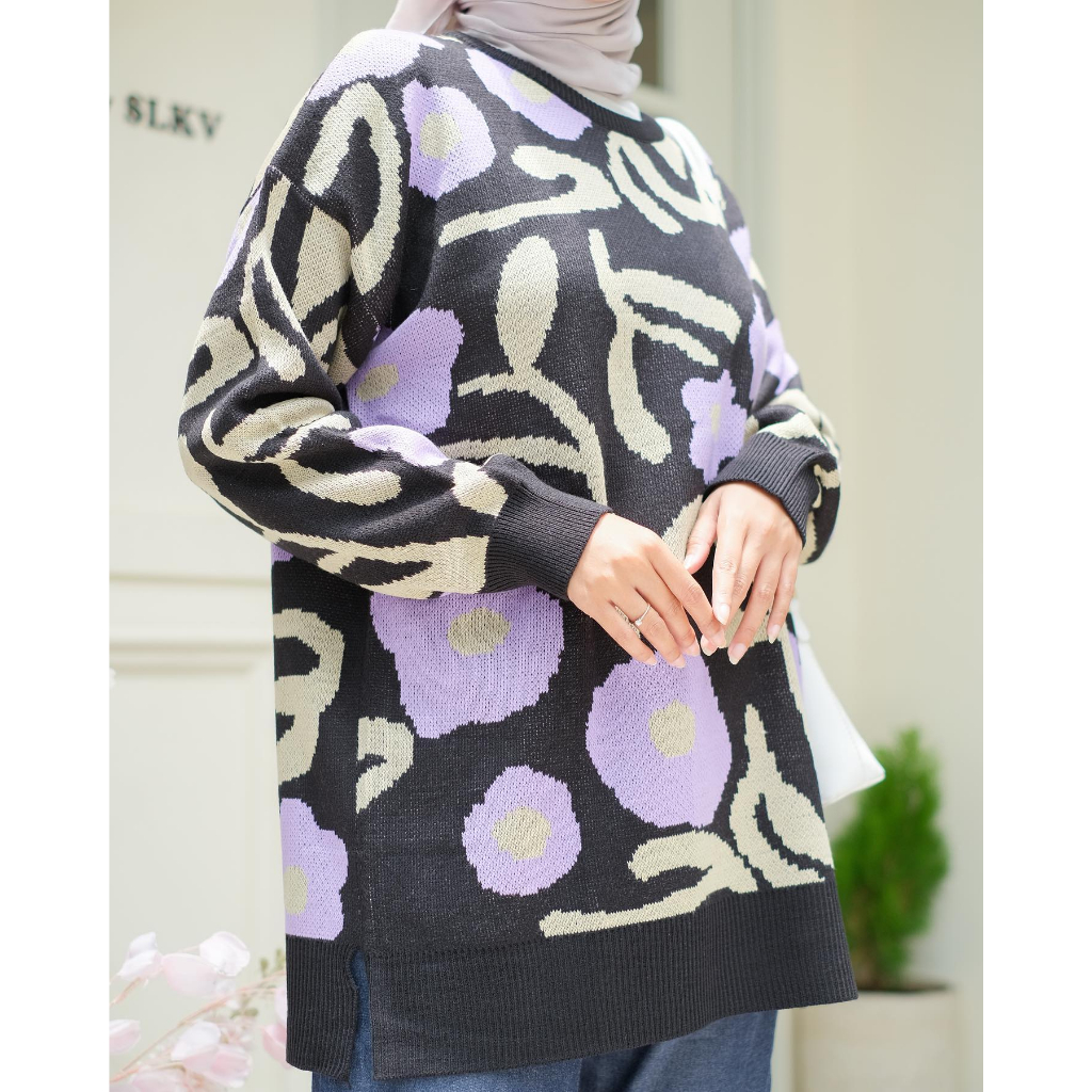 (COD Free Ongkir) ARUMI FLOWER SWEATER RAJUT PREMIUM TEBAL Wanita Murah Terbaru Trendy Grosir Pakaian Outwear Bandung