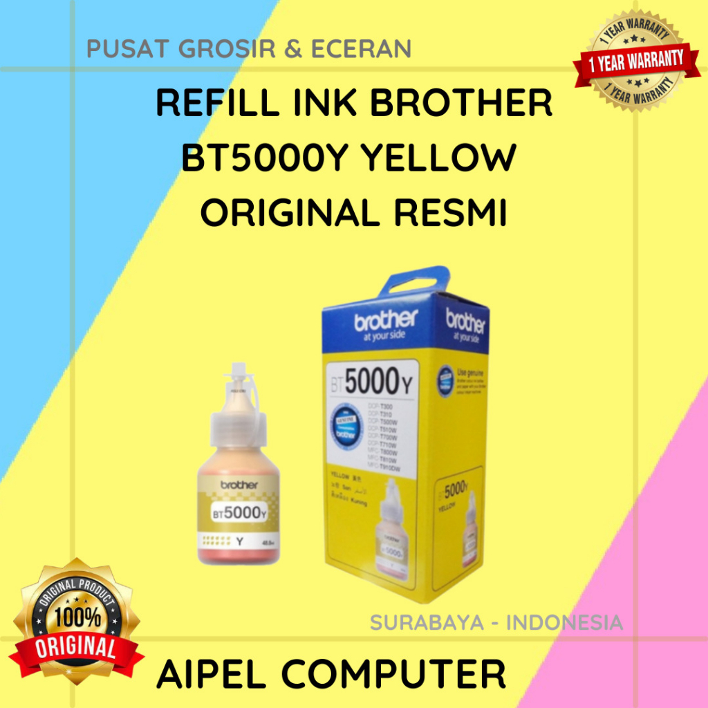 5000Y | REFILL INK BROTHER BT5000Y YELLOW ORIGINAL RESMI