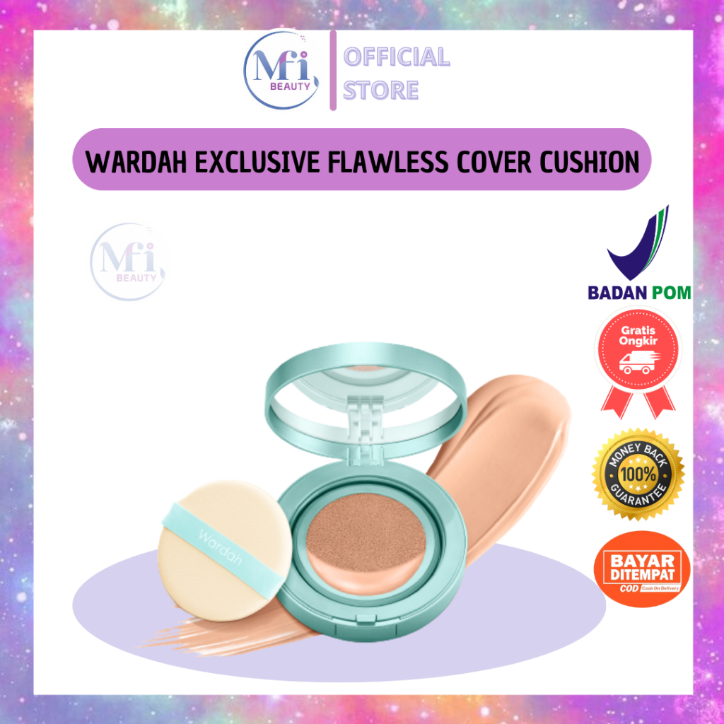 MFI - Wardah Exclusive Flawless Cover Cushion - Alas Bedak dengan Hasil Matte Flawless dan Tahan Lama | Netto 15gr