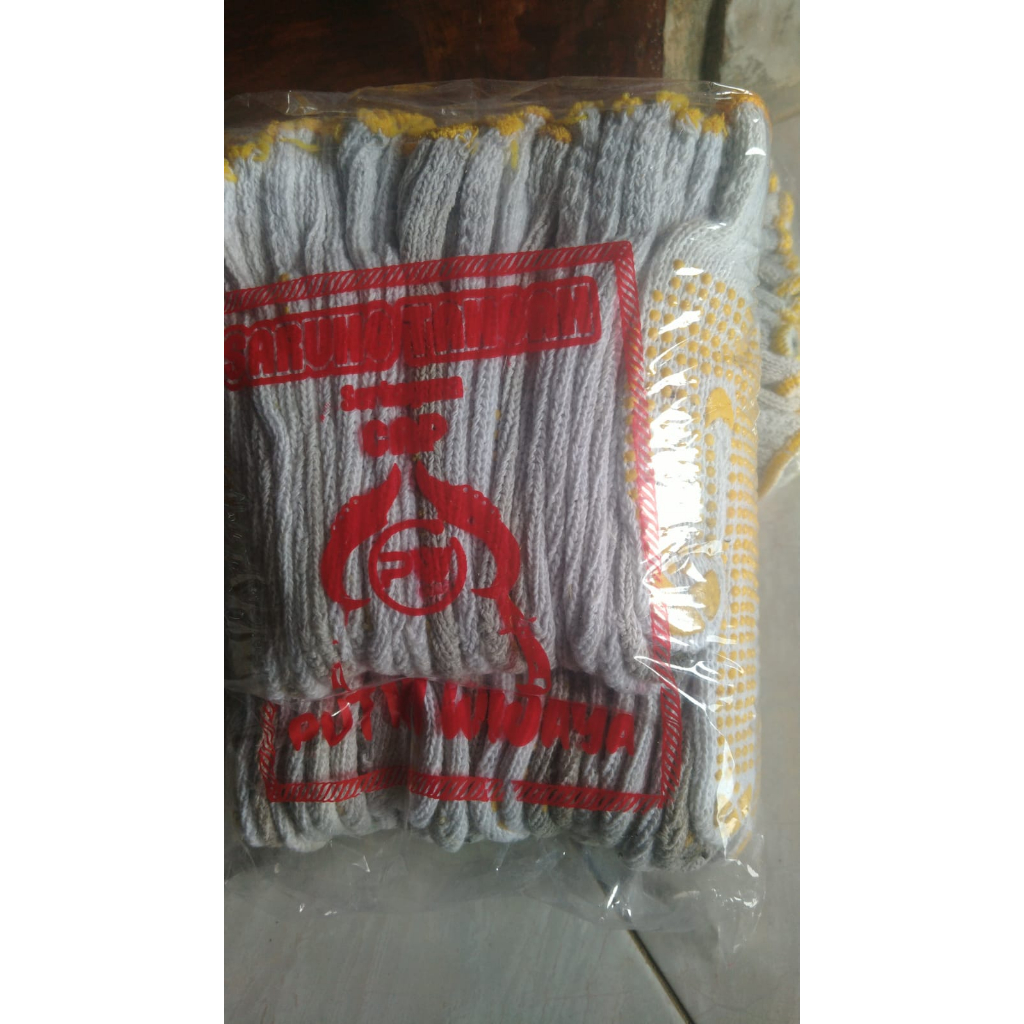 Sarung Tangan Kain Bintik Anti Slip 1 Pak 24 pcs {BEKAS}