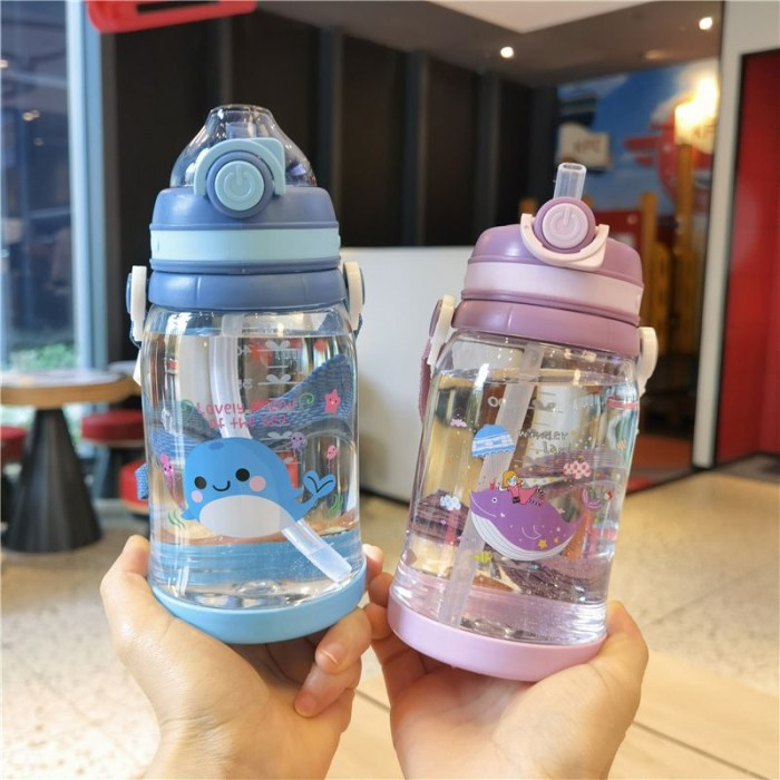 BOTOL MINUM LUCU KARAKTER BINATANG LAUT KODE 2667 UK.550ML PLUS TALI PANJANG